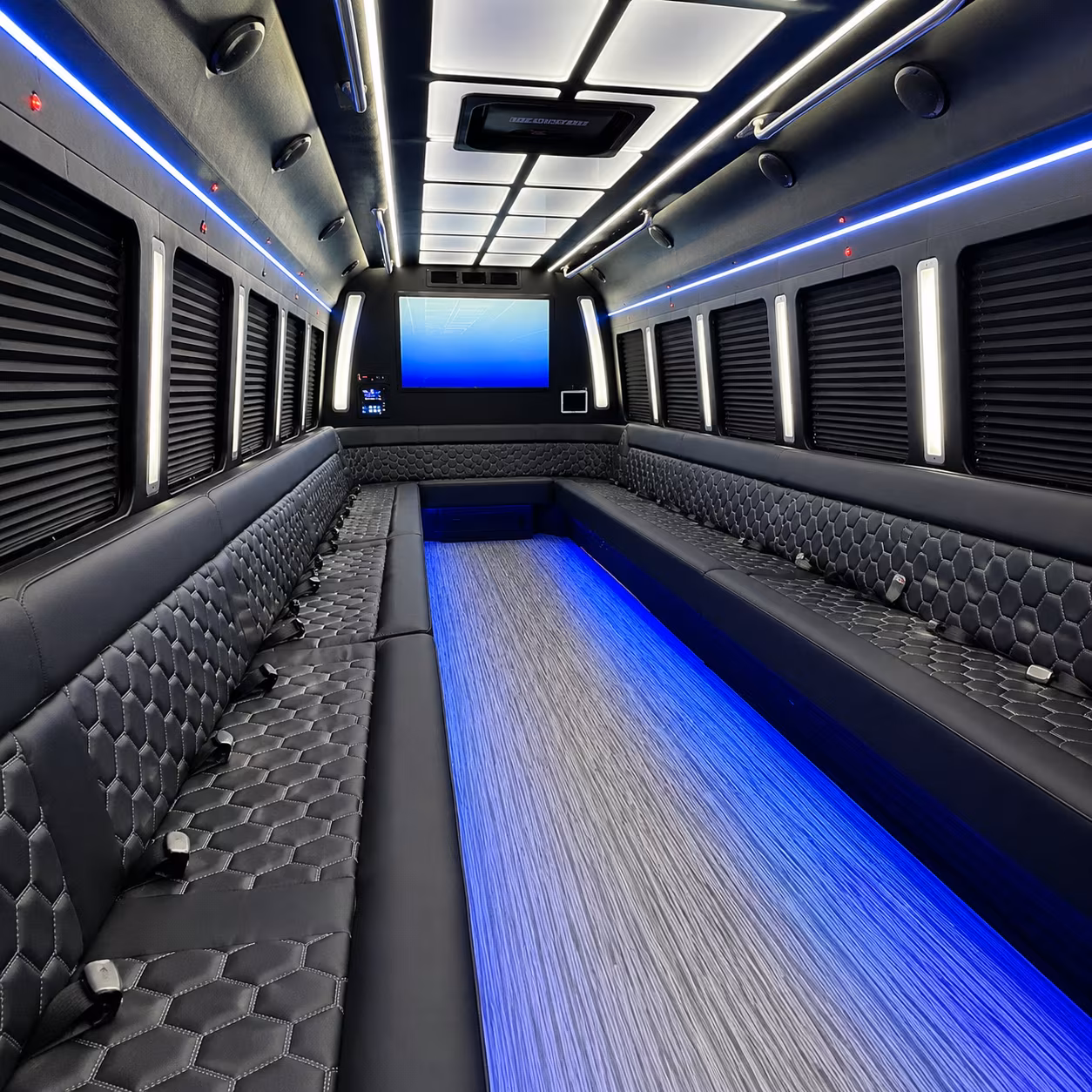monterey park 50 passenger party bus inside
