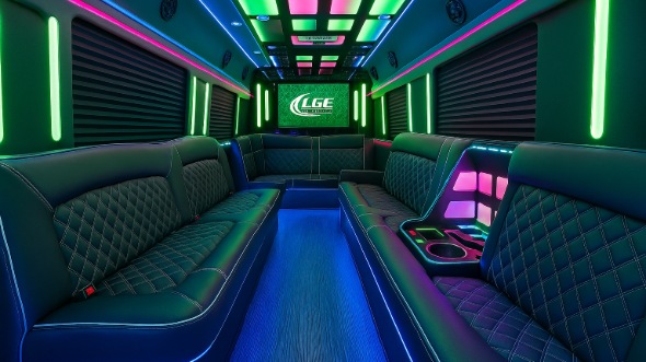 Interior of Charter Bus Company Downey's Party Bus in Downey