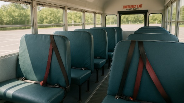 Interior of Charter Bus Company El Monte's School Bus in El Monte