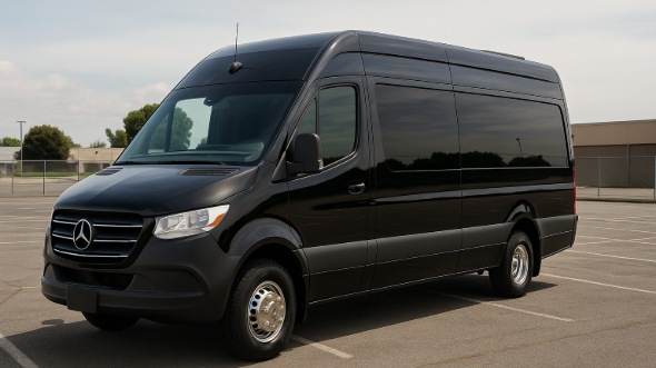 Exterior of Charter Bus Company El Monte's Sprinter Van Rental With Driver in El Monte