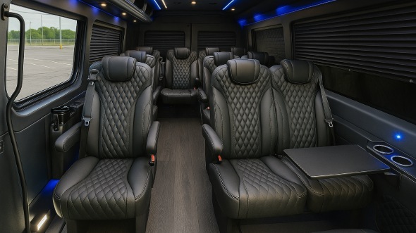 Interior of Charter Bus Company Rosemead's Sprinter Van Rental With Driver in Rosemead